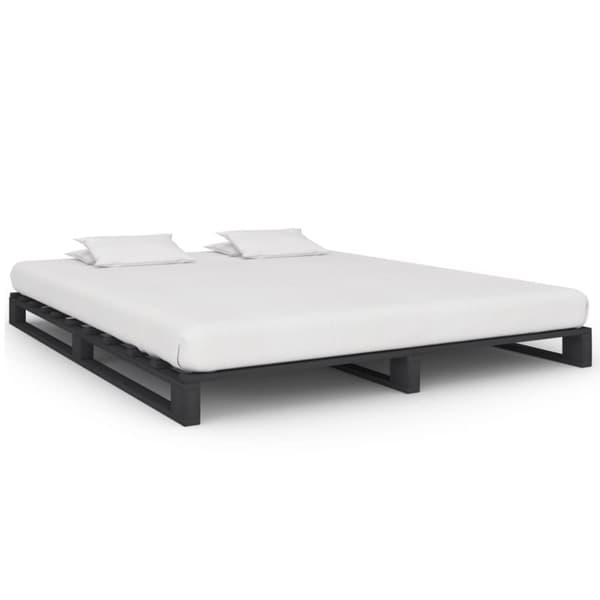 Palleseng massivt fyrretræ 200 x 200 cm grå - Sengestel - Sengeramme - Home & Living
