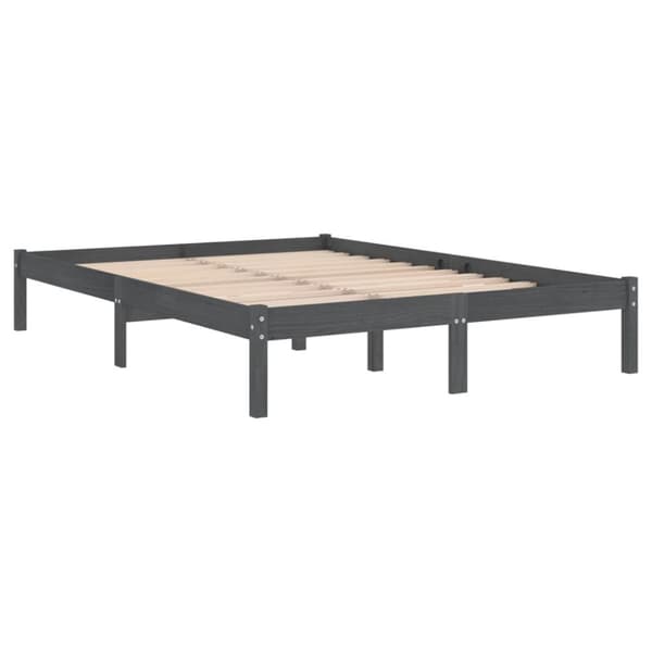 Sängynrunko harmaa täysi mänty 200x200 cm - Sängynrunko - Sängynrungot - Home & Living
