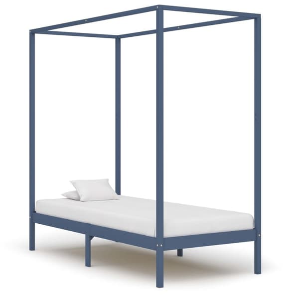 Pylvässänky harmaa täysi mänty 100x200 cm - Sängynrunko - Sängynrungot - Home & Living
