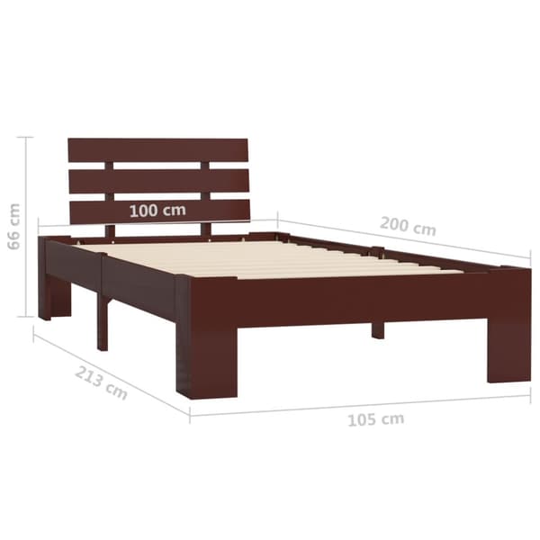 Sengestel massivt fyrretræ 100 x 200 cm mørkebrun - Sengeramme - Sengerammer - Home & Living