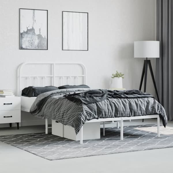 Sengeramme med sengegavl 120x200 cm metal hvid - Sengestel - Sengeramme - Home & Living