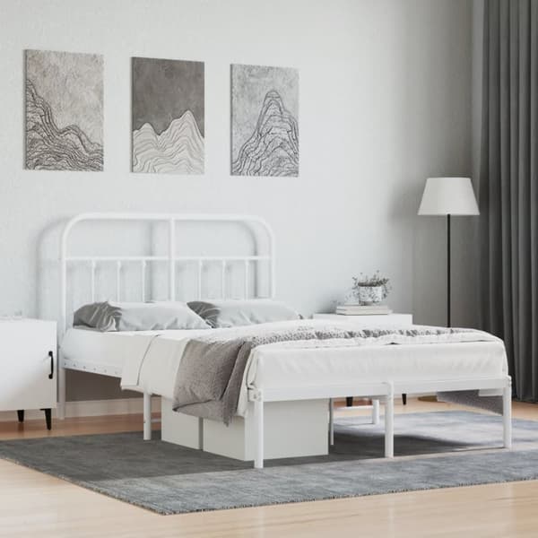 Sengeramme med sengegavl 120x200 cm metal hvid - Sengestel - Sengeramme - Home & Living