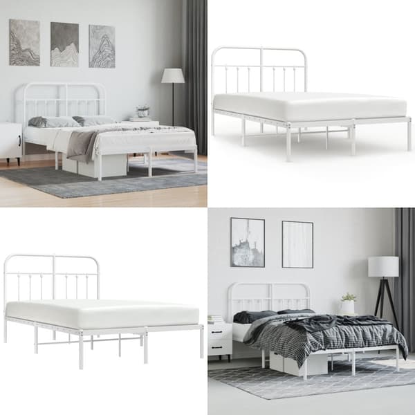 Sengeramme med sengegavl 120x200 cm metal hvid - Sengestel - Sengeramme - Home & Living
