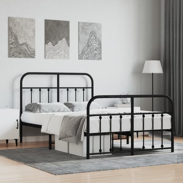 Sengeramme med sengegavl og fodgærde 120x200 cm metal sort - Sengestel - Sengeramme - Home & Living