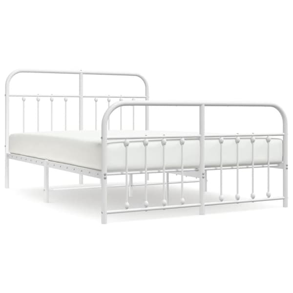 Sengeramme med sengegavl og fodgærde 140x200 cm metal hvid - Sengestel - Sengeramme - Home & Living