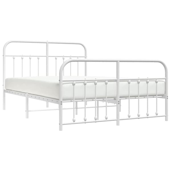 Sengeramme med sengegavl og fodgærde 140x200 cm metal hvid - Sengestel - Sengeramme - Home & Living
