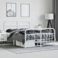 Miniatyrbillede 5 af 11: Sengeramme med sengegavl og fodgærde 140x200 cm metal hvid - Sengestel - Sengeramme - Home & Living
