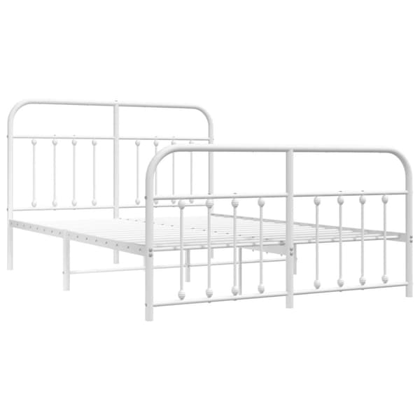 Sengeramme med sengegavl og fodgærde 140x200 cm metal hvid - Sengestel - Sengeramme - Home & Living