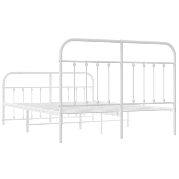 Sengeramme med sengegavl og fodgærde 140x200 cm metal hvid - Sengestel - Sengeramme - Home & Living