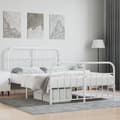 Miniatyrbillede 2 af 11: Sengeramme med sengegavl og fodgærde 140x200 cm metal hvid - Sengestel - Sengeramme - Home & Living