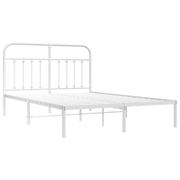 Metallinen sängynrunko päädyllä valkoinen 140x190 cm - Sängynrunko - Sängynrungot - Home & Living