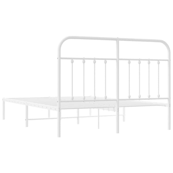 Metallinen sängynrunko päädyllä valkoinen 140x190 cm - Sängynrunko - Sängynrungot - Home & Living
