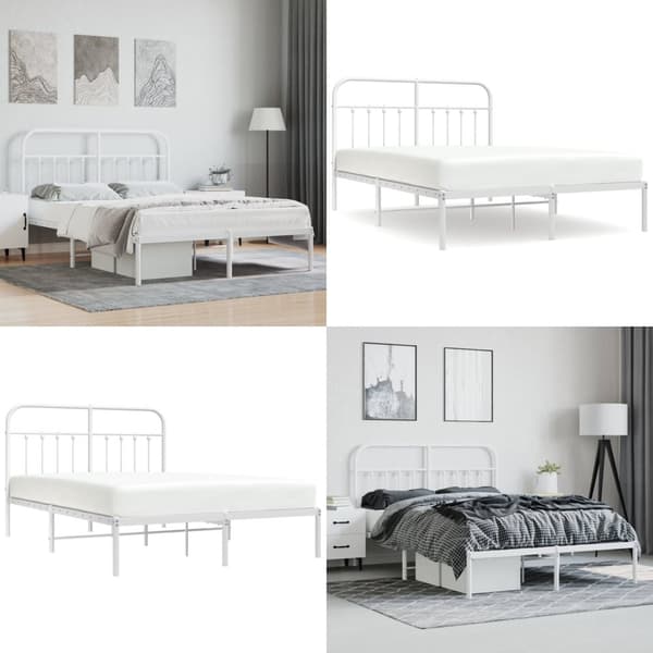 Sengeramme med sengegavl 140x190 cm metal hvid - Sengestel - Sengeramme - Home & Living