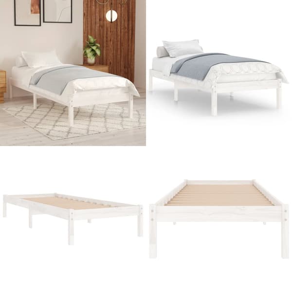 Sengeramme 90x190 cm Single massivt træ hvid - Sengestel - Sengeramme - Home & Living