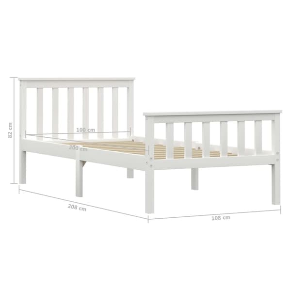 Sengestel 100 x 200 cm massivt fyrretræ hvid - Sengestel - Sengeramme - Home & Living