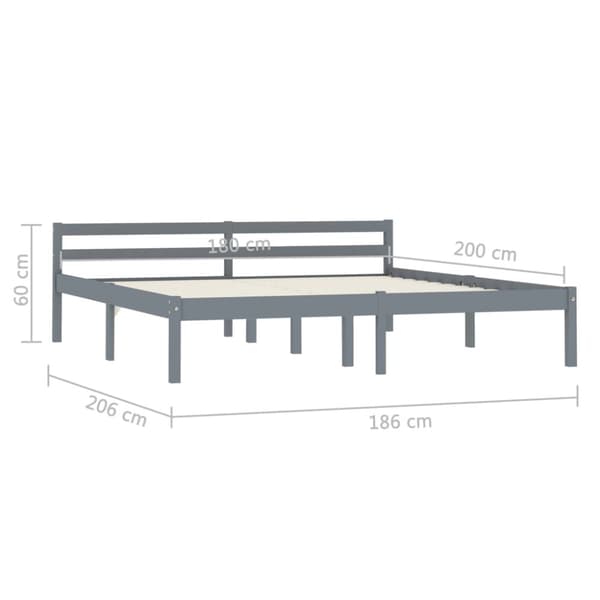 Sengestel massivt fyrretræ 180 x 200 cm grå - Sengestel - Sengeramme - Home & Living