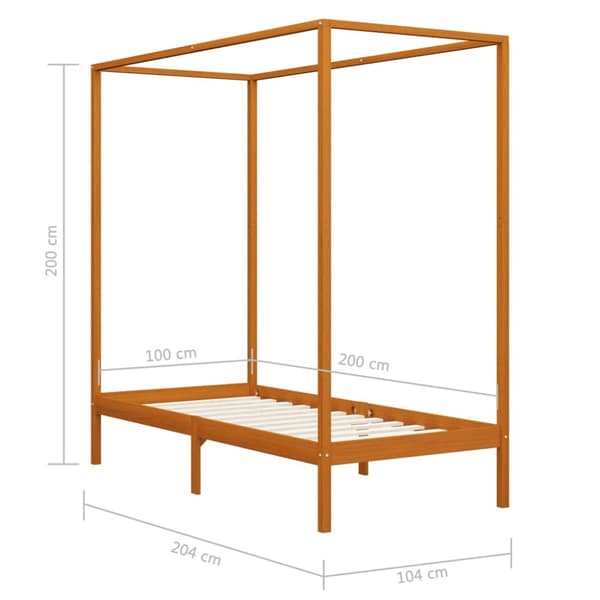 Sengestel til himmelseng 100x200 cm massivt fyrretræ gyldenbrun - Sengestel - Sengeramme - Home & Living