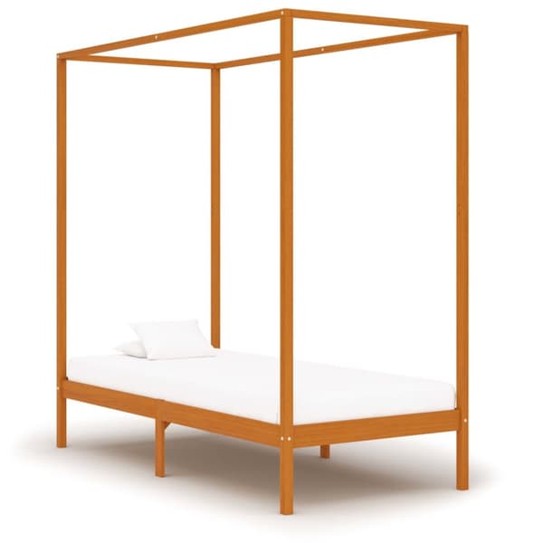Sengestel til himmelseng 100x200 cm massivt fyrretræ gyldenbrun - Sengestel - Sengeramme - Home & Living