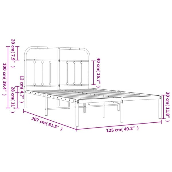 Sengeramme med sengegavl 120x200 cm metal sort - Sengestel - Sengeramme - Home & Living