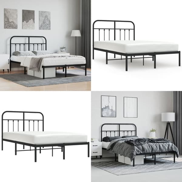 Sengeramme med sengegavl 120x200 cm metal sort - Sengestel - Sengeramme - Home & Living