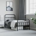 Miniatyrbillede 5 af 10: Sengeramme med sengegavl og fodgærde 90x190 cm metal sort - Sengestel - Sengeramme - Home & Living