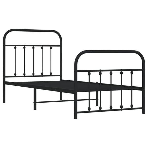 Sengeramme med sengegavl og fodgærde 90x190 cm metal sort - Sengestel - Sengeramme - Home & Living