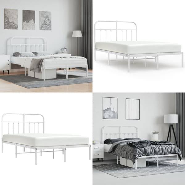 Sengeramme med sengegavl 120x190 cm metal hvid - Sengestel - Sengeramme - Home & Living