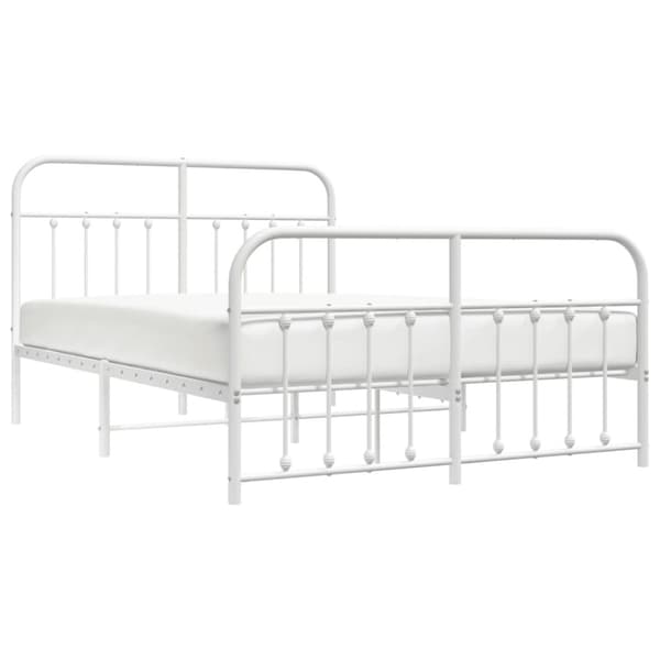 Metallinen sängynrunko päädyillä valkoinen 140x190 cm - Sängynrunko -sängynrungot - Varavuode - Home & Living