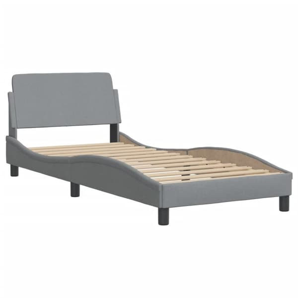 vidaXL seng med madras 90x190 cm stof lysegrå