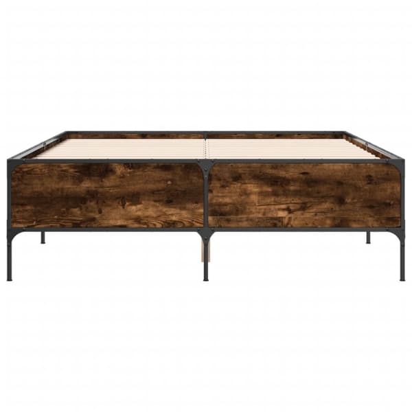 vidaXL sengestel 140x190cm konstrueret træ og metal røget egetræsfarve