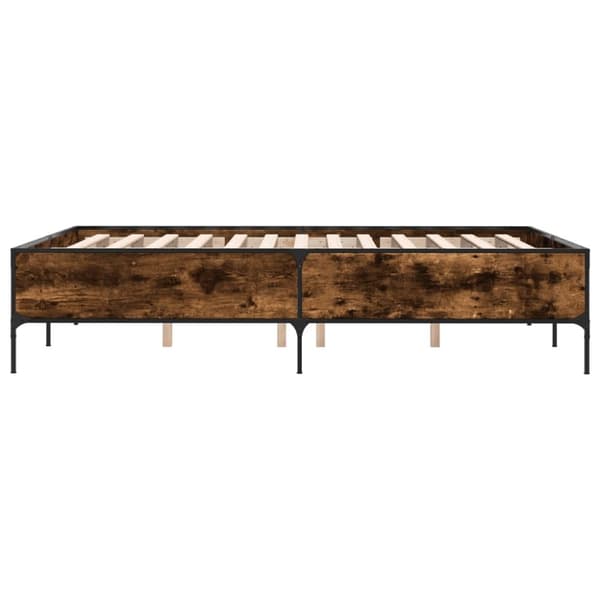 vidaXL sengestel 140x190cm konstrueret træ og metal røget egetræsfarve