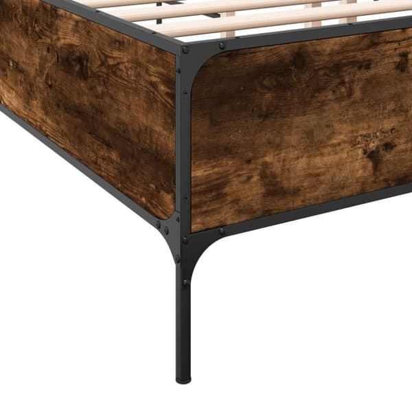 vidaXL sengestel 140x190cm konstrueret træ og metal røget egetræsfarve
