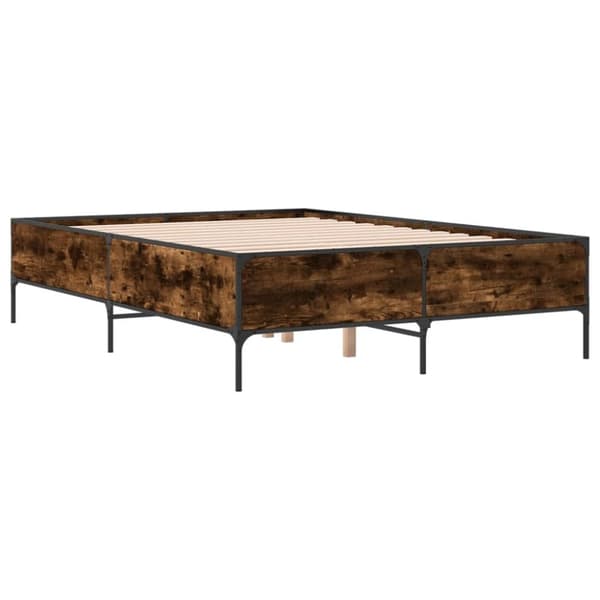 vidaXL sengestel 140x190cm konstrueret træ og metal røget egetræsfarve