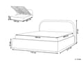 Miniatyrbillede 3 af 11: Lys beige bouclepolstret seng 160 x 200 cm med ramme og hovedgærde med opbevaringscontainer