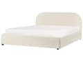 Miniatyrbillede 4 af 11: Lys beige bouclepolstret seng 160 x 200 cm med ramme og hovedgærde med opbevaringscontainer