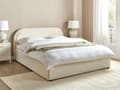 Miniatyrbillede 2 af 11: Lys beige bouclepolstret seng 160 x 200 cm med ramme og hovedgærde med opbevaringscontainer