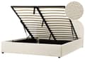 Miniatyrbillede 1 af 11: Lys beige bouclepolstret seng 160 x 200 cm med ramme og hovedgærde med opbevaringscontainer