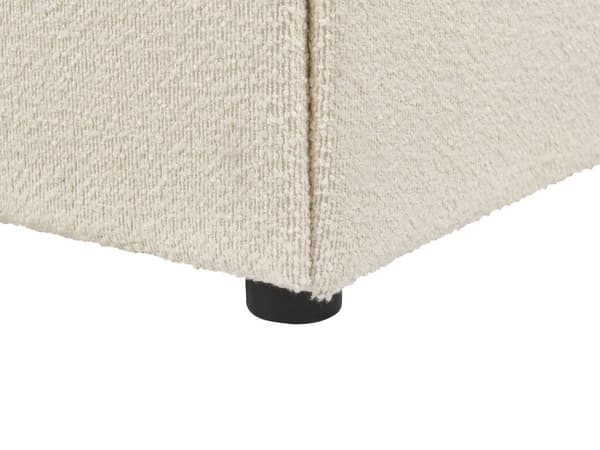 Lys beige bouclepolstret seng 140 x 200 cm med ramme og hovedgærde med opbevaringscontainer