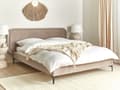 Miniatyrbilde 2 av 11: Seng Beige Fløyel 160 x 200 cm Polstret Ramme Nakkestøtte Moderne Stil