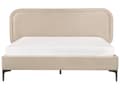 Miniatyrbilde 4 av 10: Seng Beige Fløyel 140 x 200 cm Polstret Ramme Nakkestøtte Moderne Stil