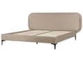 Miniatyrbilde 6 av 10: Seng Beige Fløyel 140 x 200 cm Polstret Ramme Nakkestøtte Moderne Stil