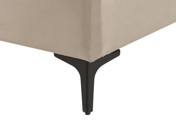 Seng Beige Fløyel 140 x 200 cm Polstret Ramme Nakkestøtte Moderne Stil