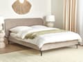 Miniatyrbilde 2 av 10: Seng Beige Fløyel 140 x 200 cm Polstret Ramme Nakkestøtte Moderne Stil