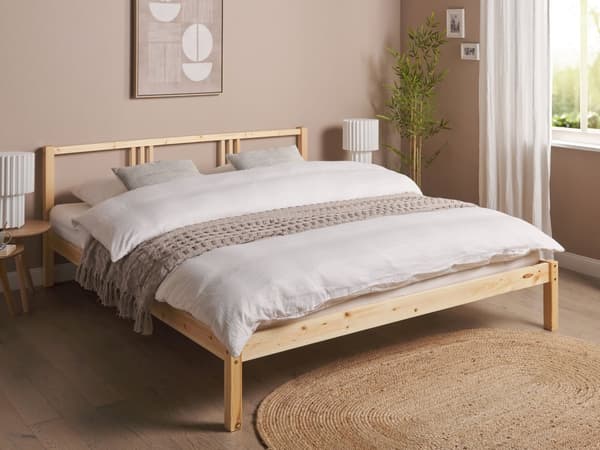 Sengeramme Lys Furu Tre Double Størrelse 180 x 200 cm Spaltegulv Moderne