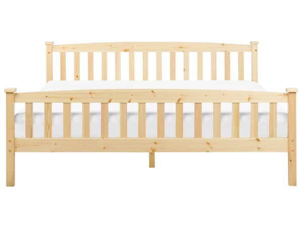 Sengeramme Lyst Tre Furu 180 x 200 cm Lamellbunn Sengegavl Klassisk Design Dobbeltseng Soverom