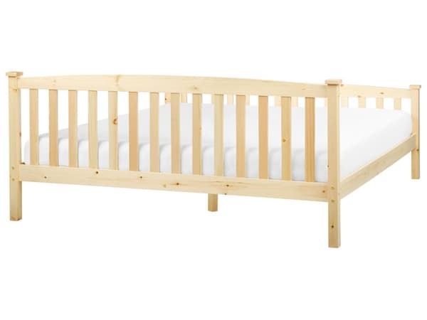 Sengeramme Lyst Tre Furu 180 x 200 cm Lamellbunn Sengegavl Klassisk Design Dobbeltseng Soverom