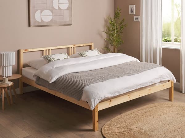 Sengeramme Lys Furu Tre Double Størrelse 160 x 200 cm Spaltegulv Moderne
