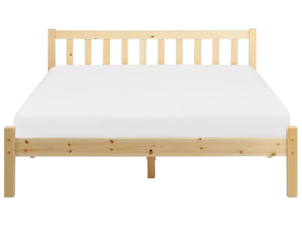 Dobbeltseng Lyst Tre Furu 140 x 200 cm Lamellramme Elegant Tradisjonell Stil