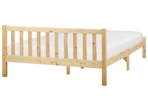 Dobbeltseng Lyst Tre Furu 140 x 200 cm Lamellramme Elegant Tradisjonell Stil