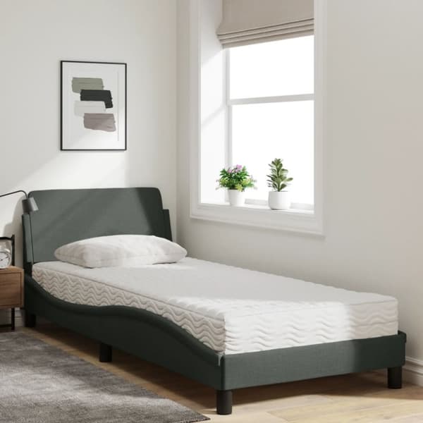 vidaXL seng med madras 80x200 cm stof mørkegrå
